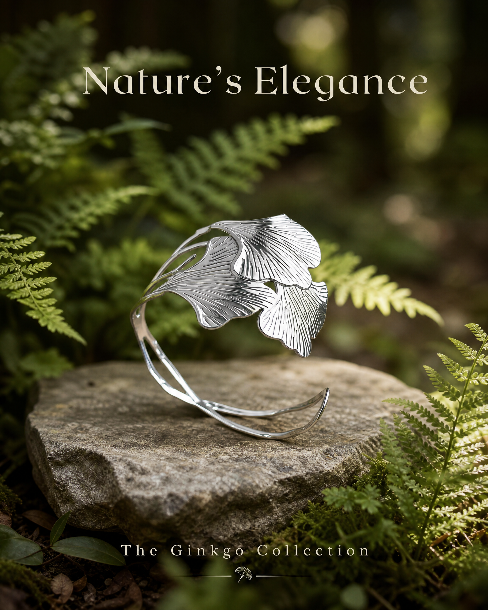 Ginkgo Leaf Cuff Bracelet