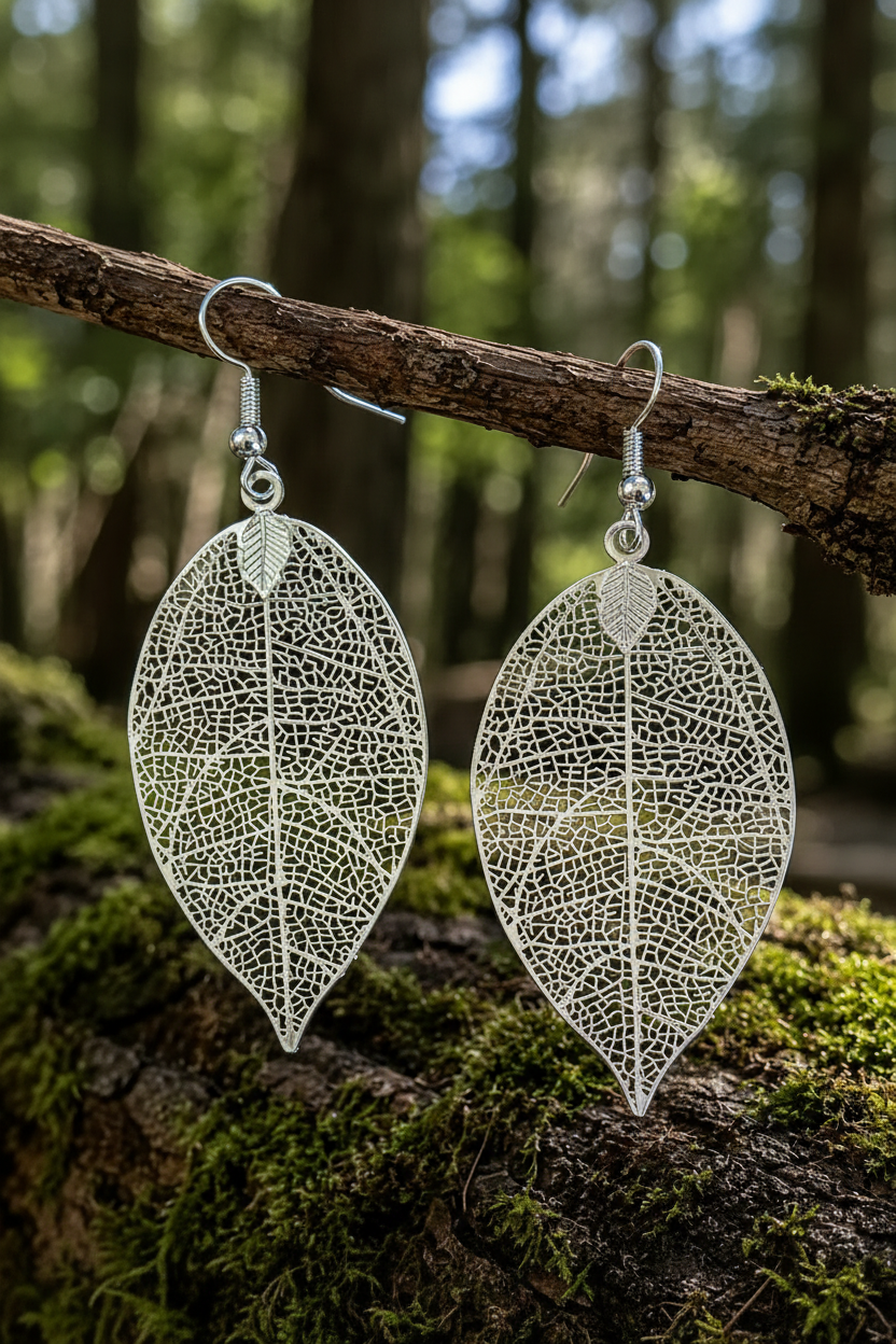 Silver Leaf Filigree Earrings